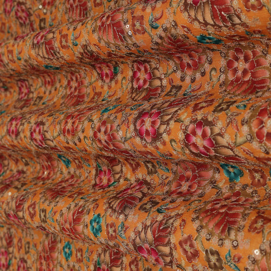 Multi -  Color Chinon Position Print Embroidery Fabric