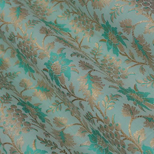 Sea Green Color Fabric SATIN BROCADE