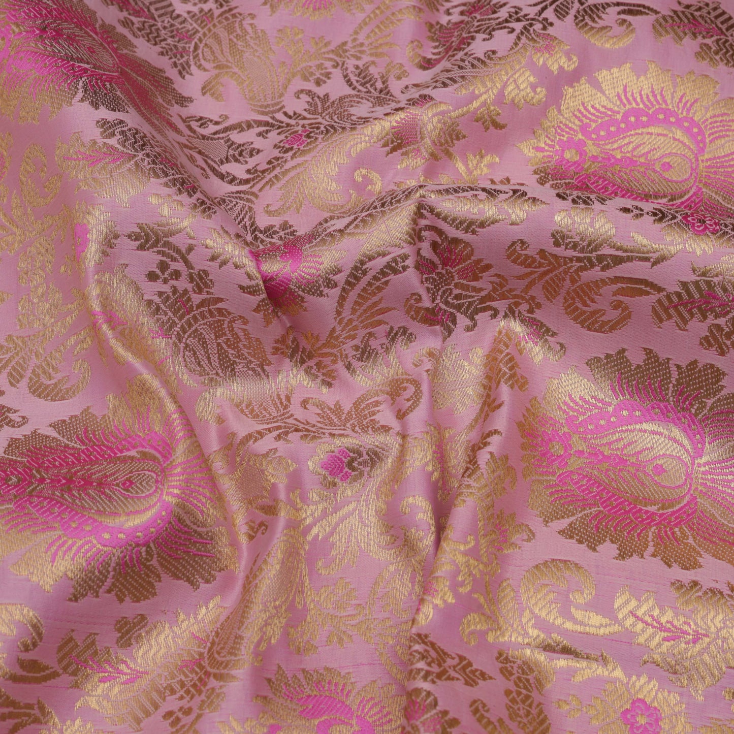 Pink Color Satin Brocade Fabric