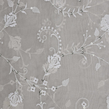 Cream Color Tissue Embroidery Fabric