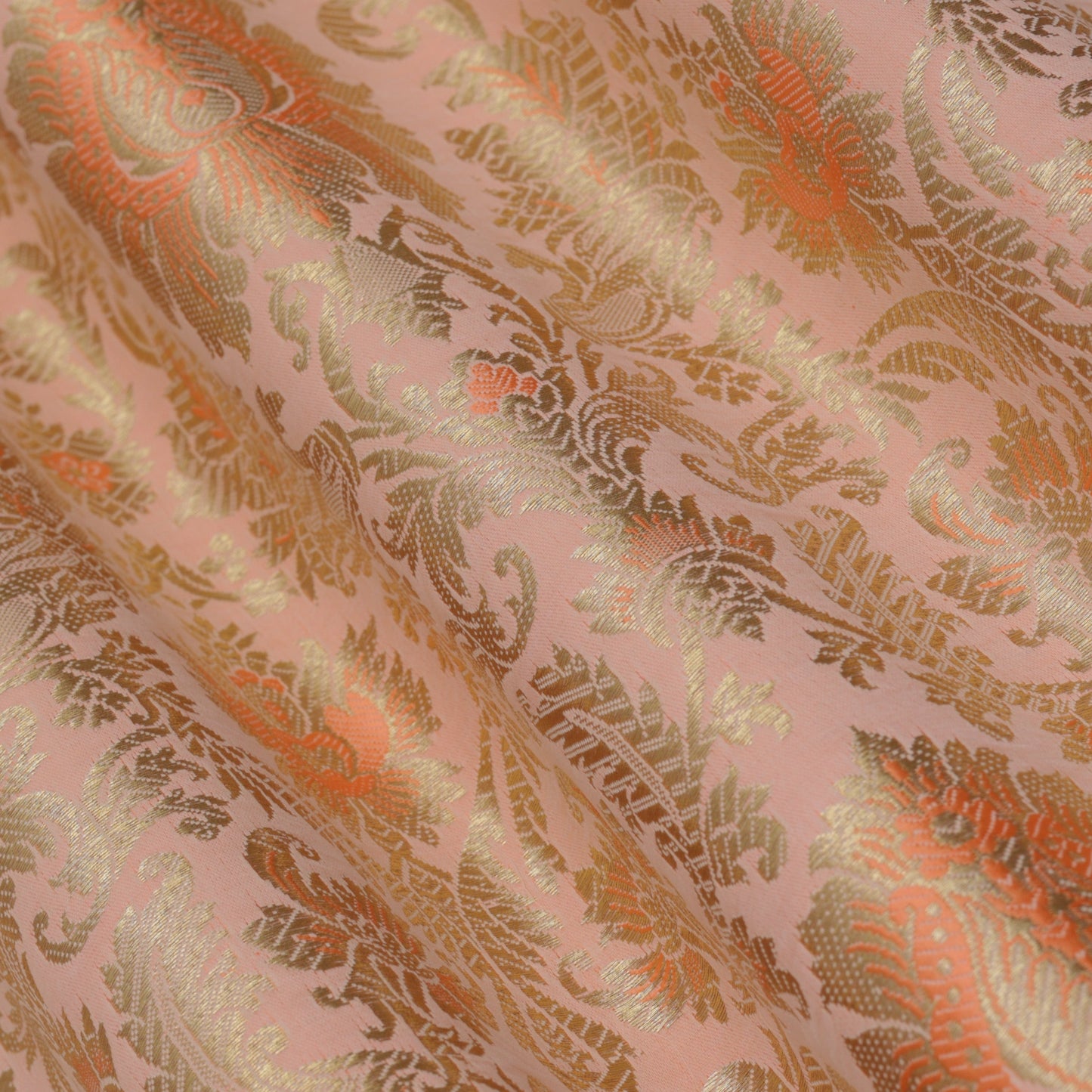 PEACH Color Fabric SATIN BROCADE