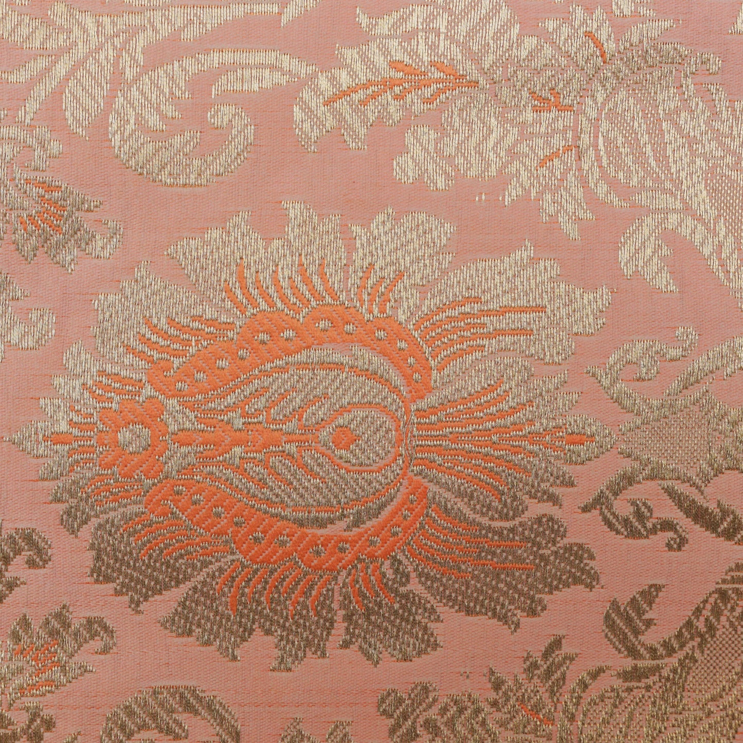 PEACH Color Fabric SATIN BROCADE