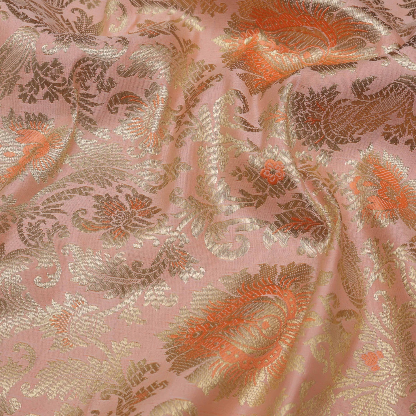 PEACH Color Fabric SATIN BROCADE