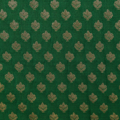 BOTTLE GREEN Color Paudi Booti Fabric