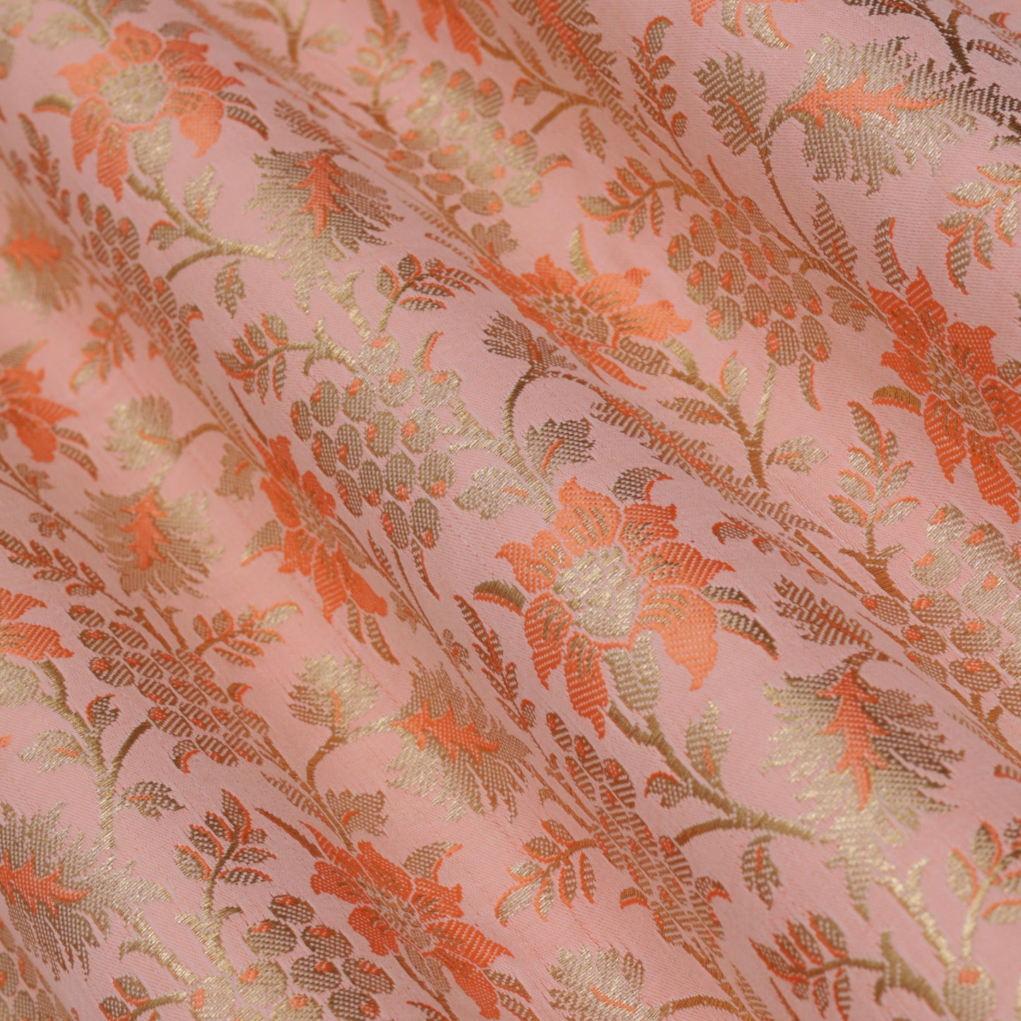 PEACH Color Fabric SATIN BROCADE