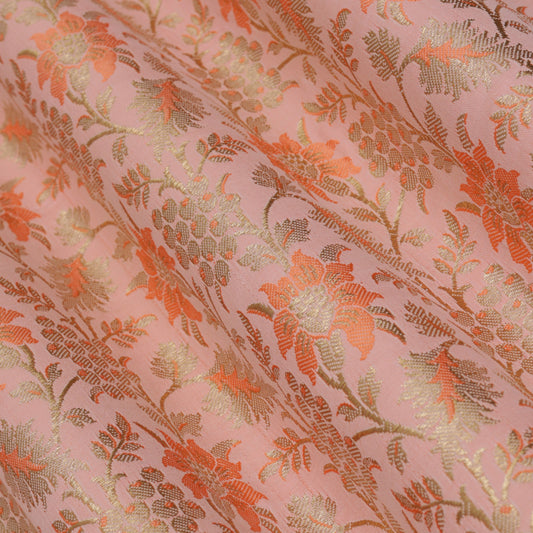 PEACH Color Fabric SATIN BROCADE