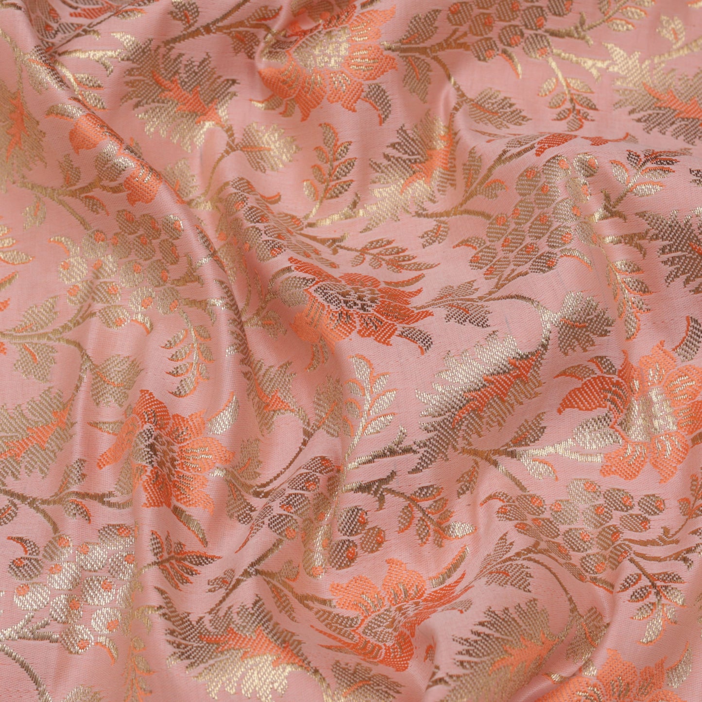 PEACH Color Fabric SATIN BROCADE