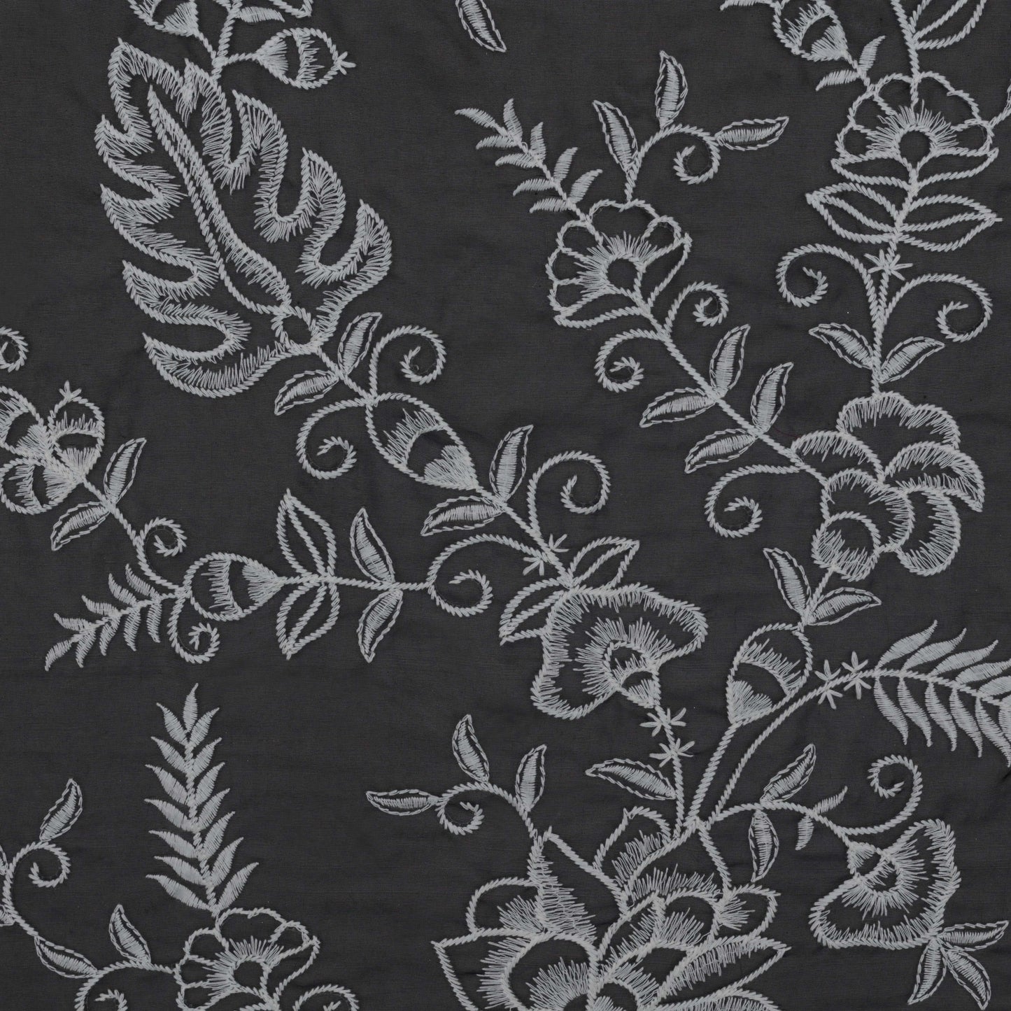 BLACK Color Organza Embroidery Fabric