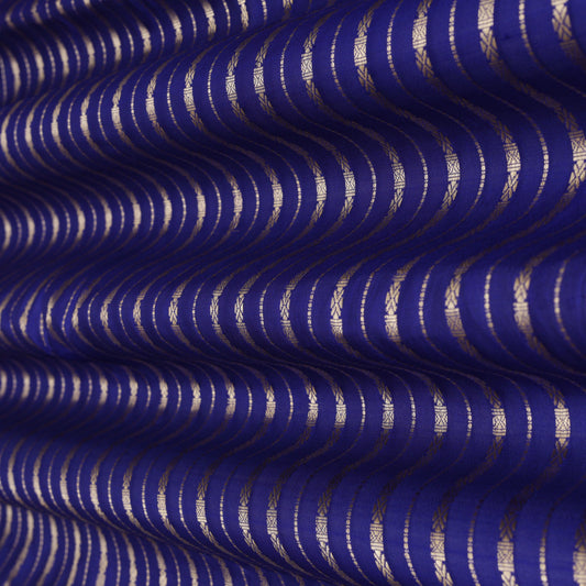 Royal Blue Color Silk Zari Stripe Fabric