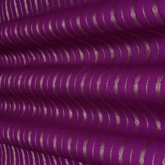 PURPLE Color Silk Zari Stripe Fabric