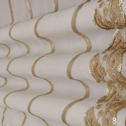 White Color Georgette Embroidery Fabric