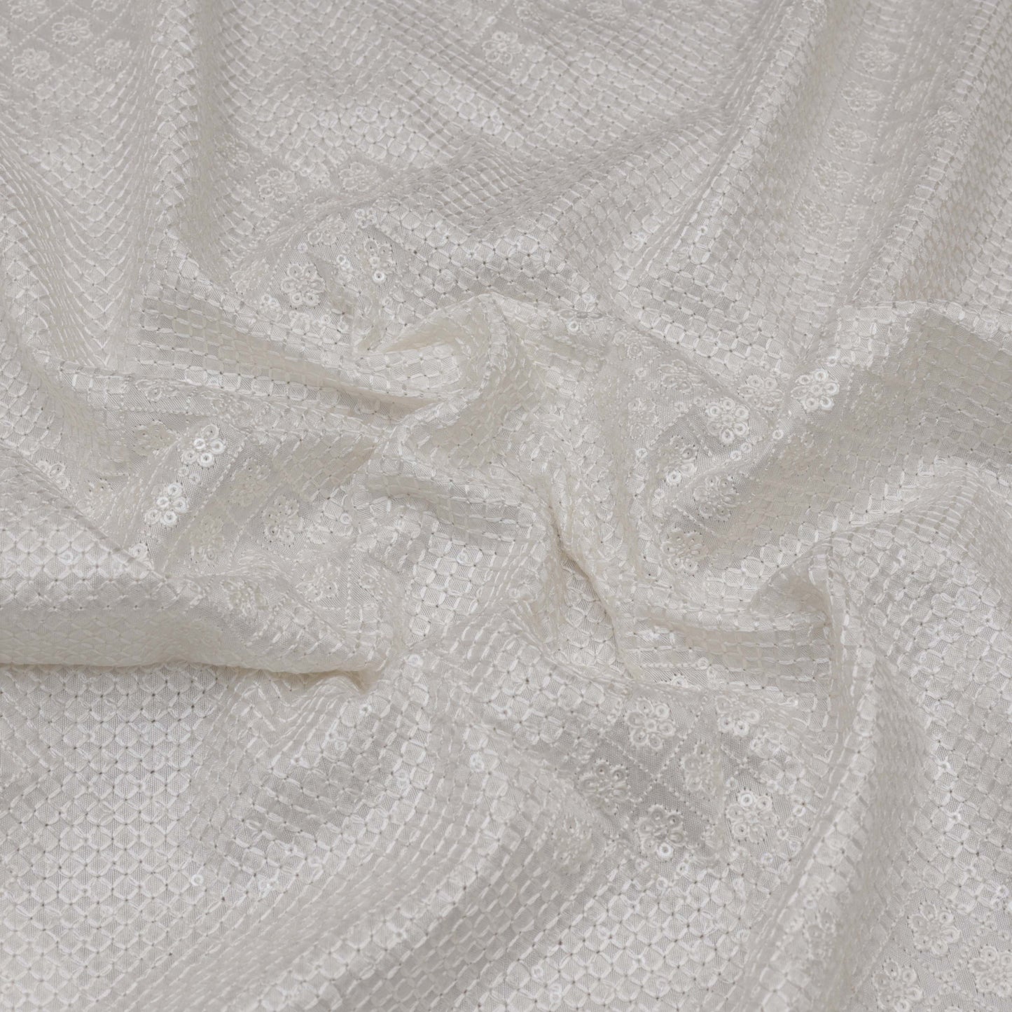 White Color Nokia Embroidery Fabric