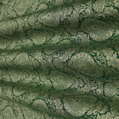 BOTTLE GREEN Color Munga Brocade Fabric