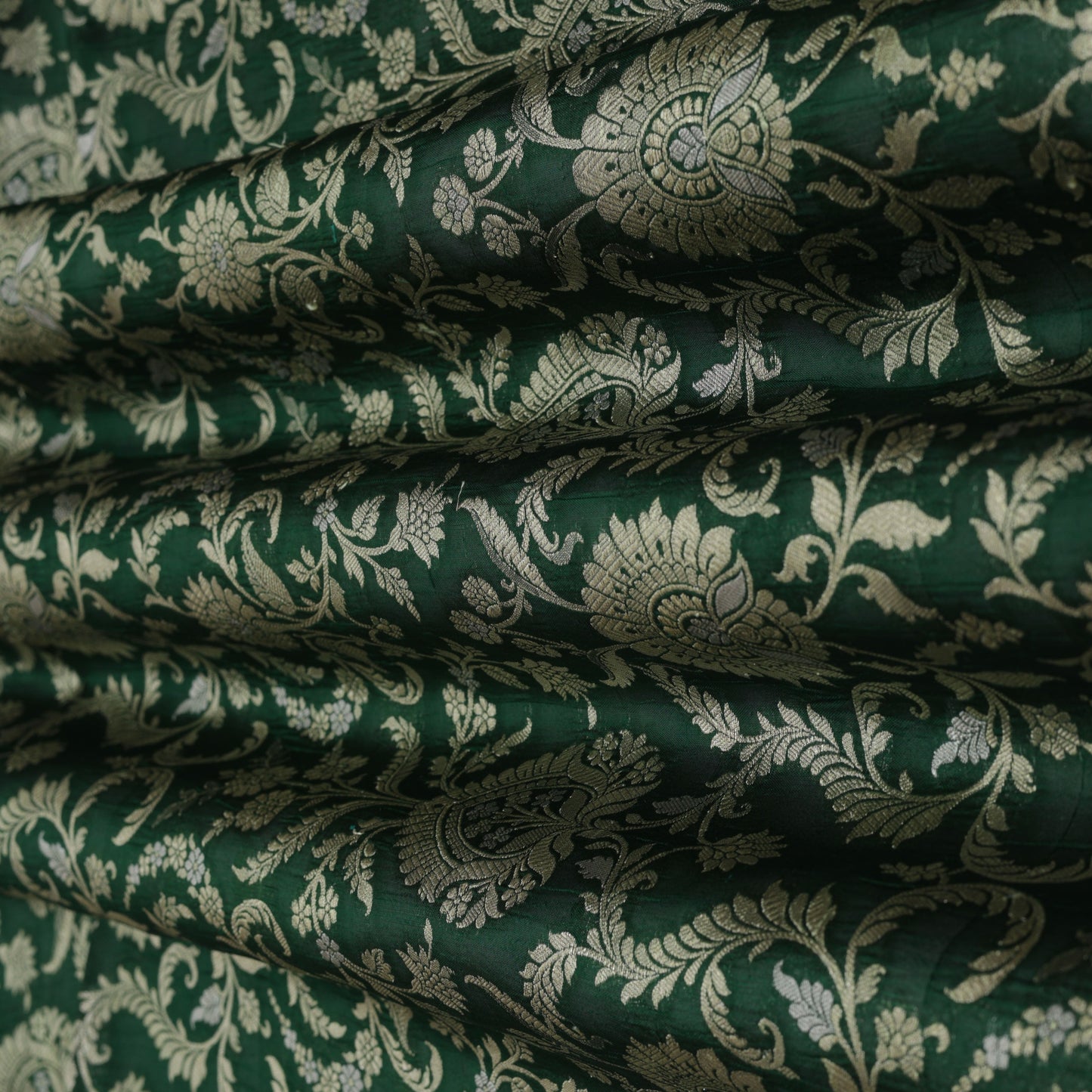 Bottle Green Color Brocade Fabric