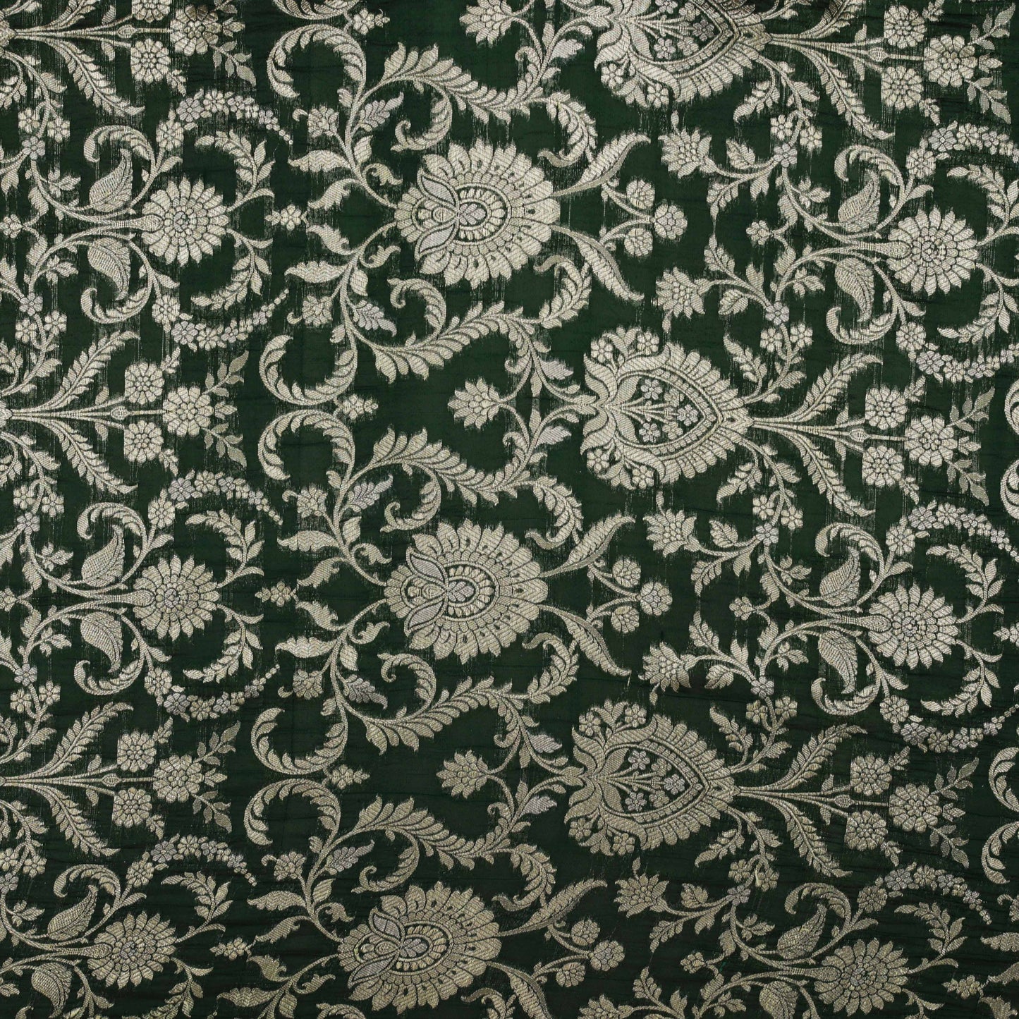 Bottle Green Color Brocade Fabric