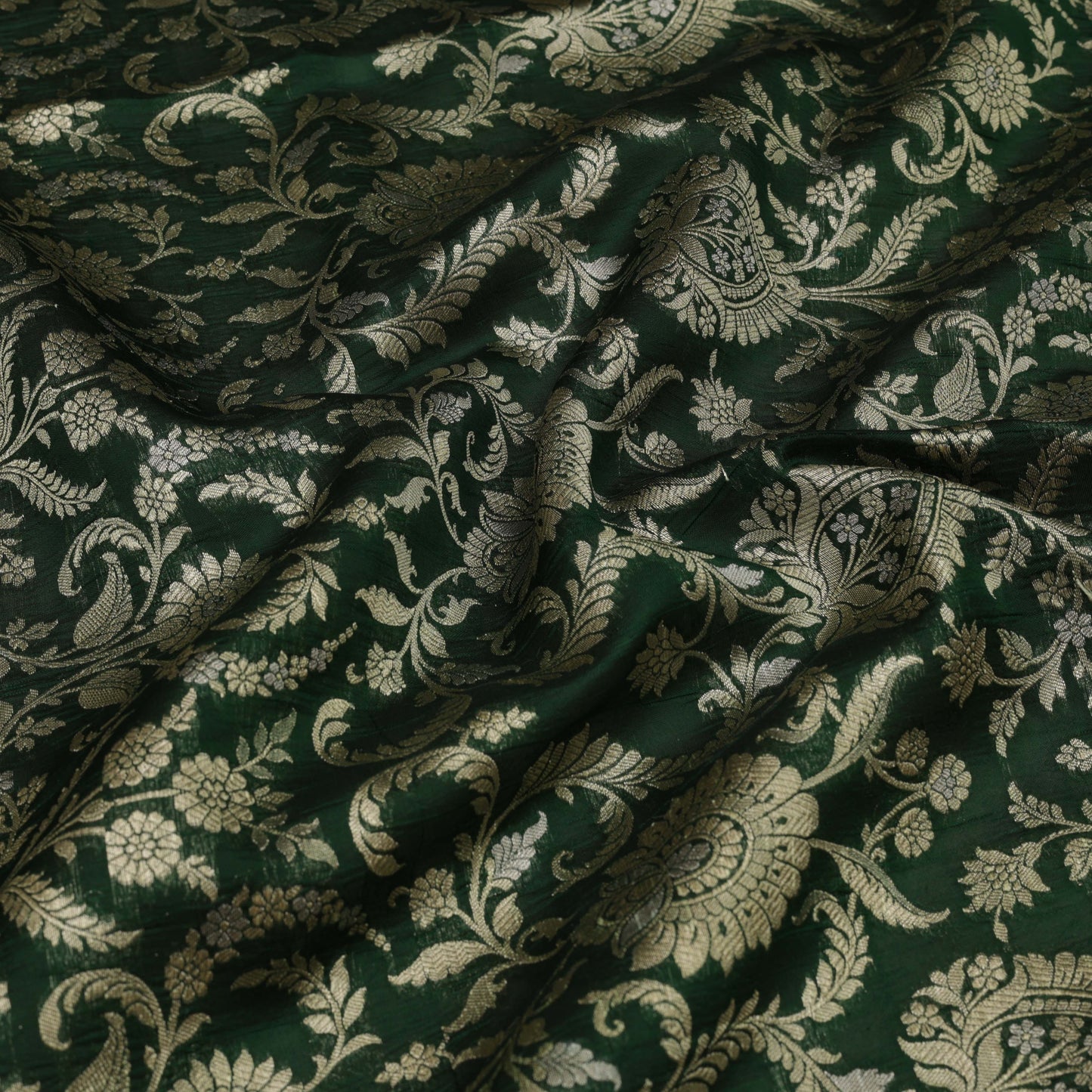 Bottle Green Color Brocade Fabric