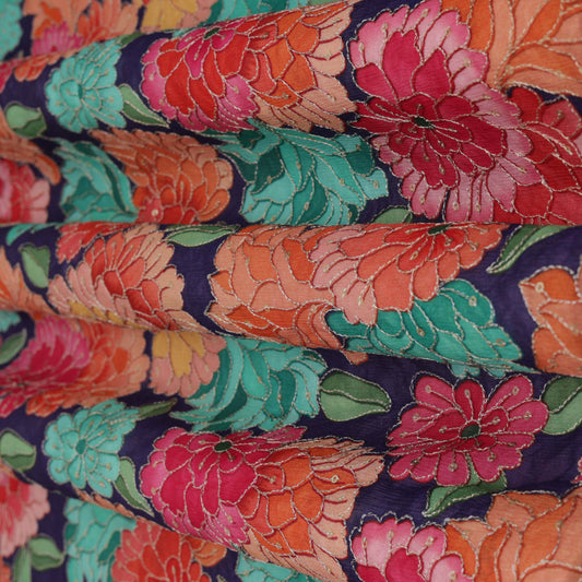 Multi-Color Chinon Position Print Embroidery Fabric