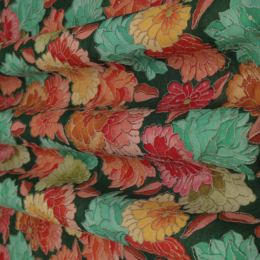 Multi-Color Chinon Position Print Embroidery Fabric