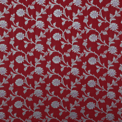 Red Color Dupion Meena Brocade Fabric