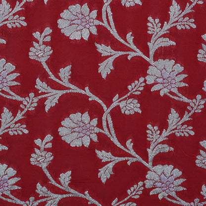 Red Color Dupion Meena Brocade Fabric