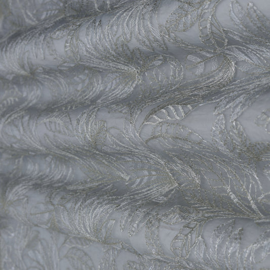 Grey Color Organza Embroidery Fabric