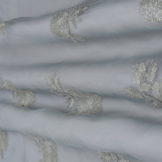 Lavender Color Organza Embroidery Fabric