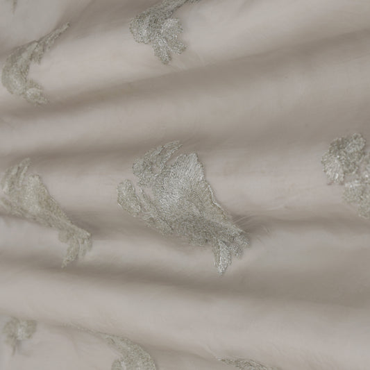 Grey Color Organza Embroidery Fabric