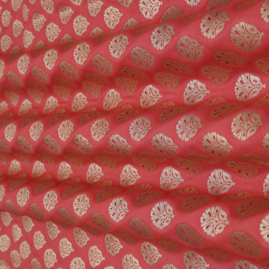 Gajri Color Zari Brocade Fabric