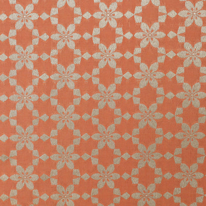 Peach  Color Zari Brocade Fabric