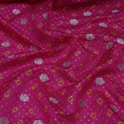 Rani Color Katan Zari Booti Embroidery Fabric