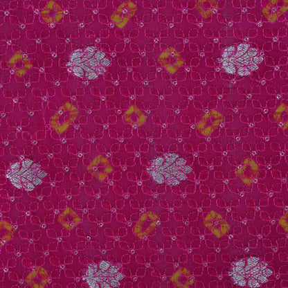 Rani Color Katan Zari Booti Embroidery Fabric