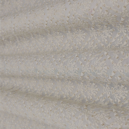 White Color Georgette Embroidery Fabric