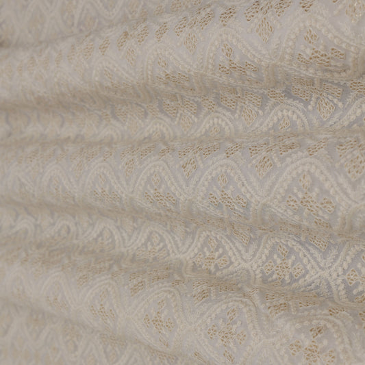 White Color Georgette Embroidery Fabric
