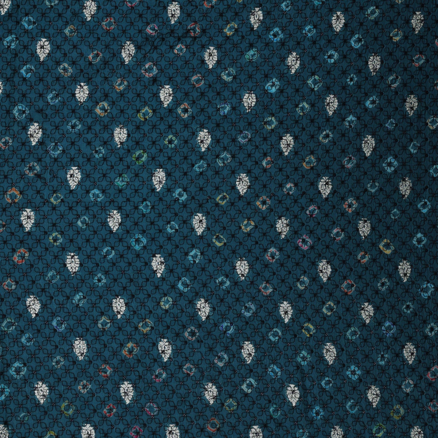 Blue Color Katan Zari Booti Embroidery Fabric