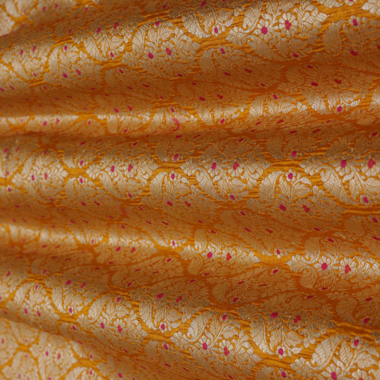 Mustard Color Katan Dupion Silk Brocade Fabric