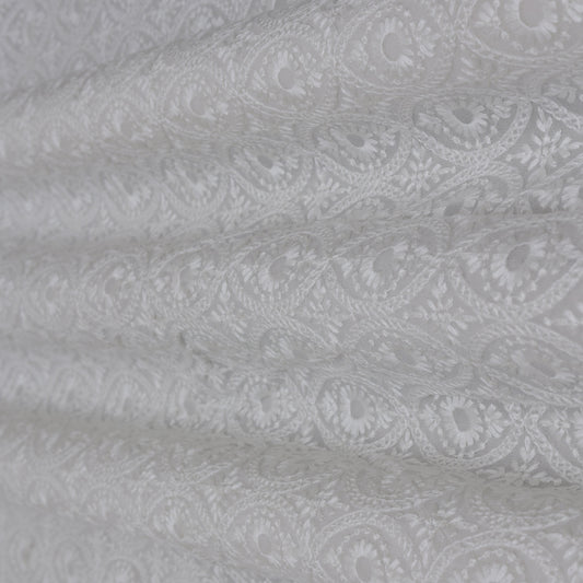 White Color Georgette Embroidery Fabric
