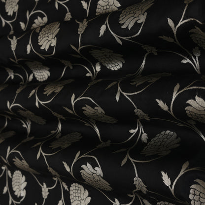 Black Color Chinia Silk Brocade Fabric