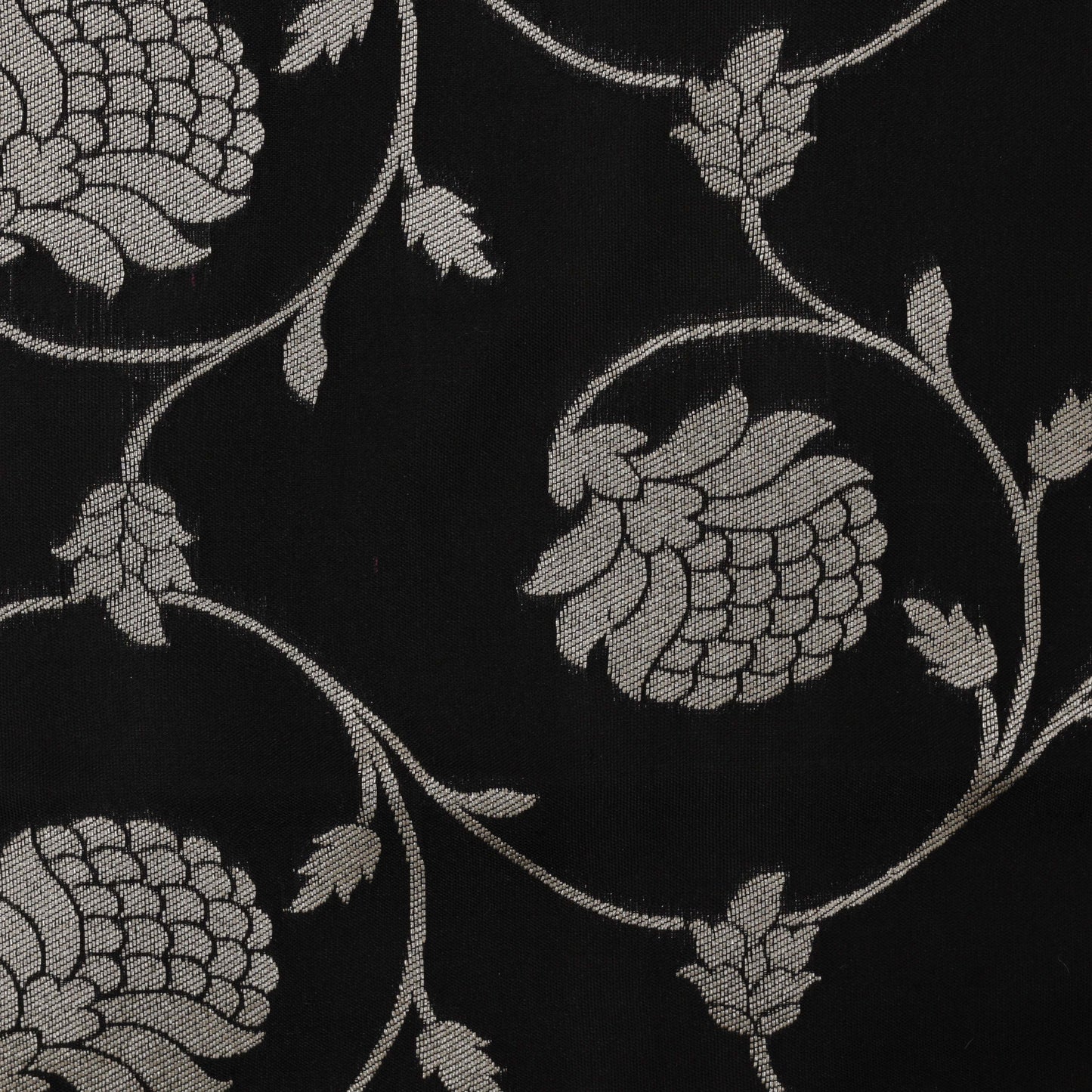 Black Color Chinia Silk Brocade Fabric