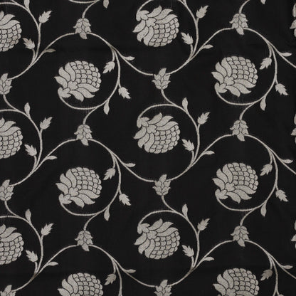 Black Color Chinia Silk Brocade Fabric