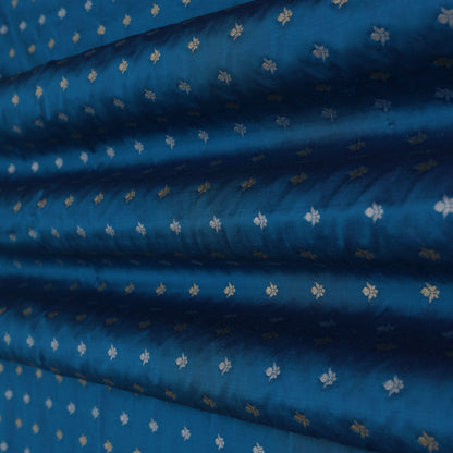 Blue Color Chinia Silk Brocade Fabric