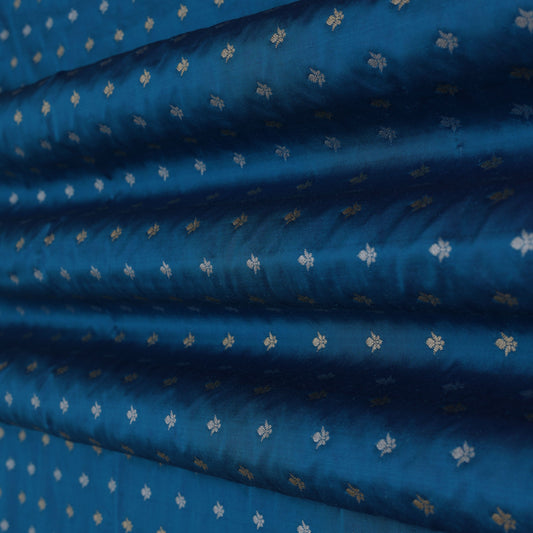 Blue Color Chinia Silk Brocade Fabric