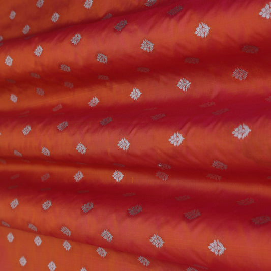 Orange Color Chinia Silk Brocade Fabric