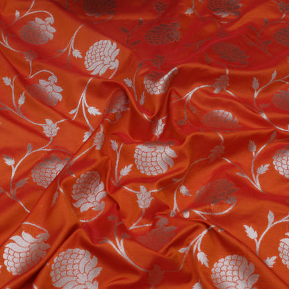 Orange Color Chinia Silk Brocade Fabric