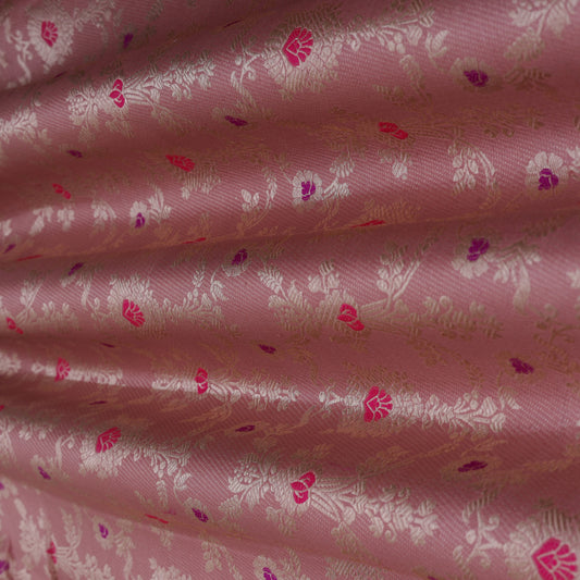 Peach Color Brocade Fabric