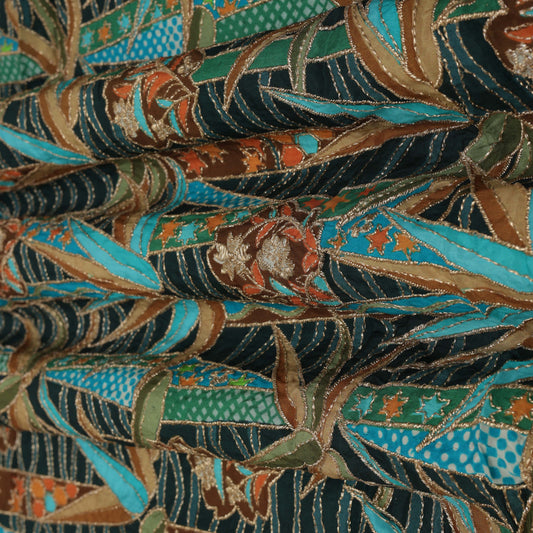 Crepe Position Print Embroidery Fabric