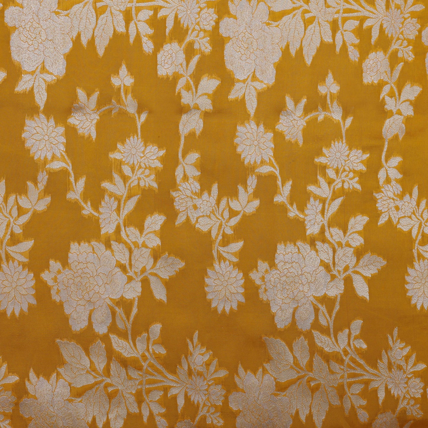 Mustard Color Katan Dupion Silk Brocade Fabric