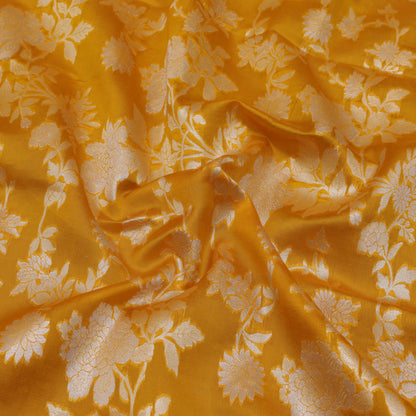 Mustard Color Katan Dupion Silk Brocade Fabric