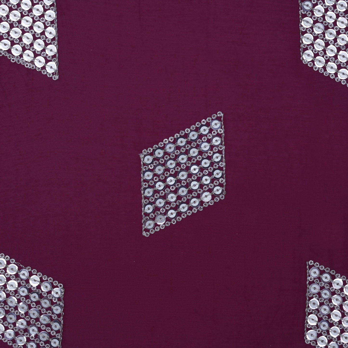 Wine Color Chinon Chiffon Embroidery Fabric