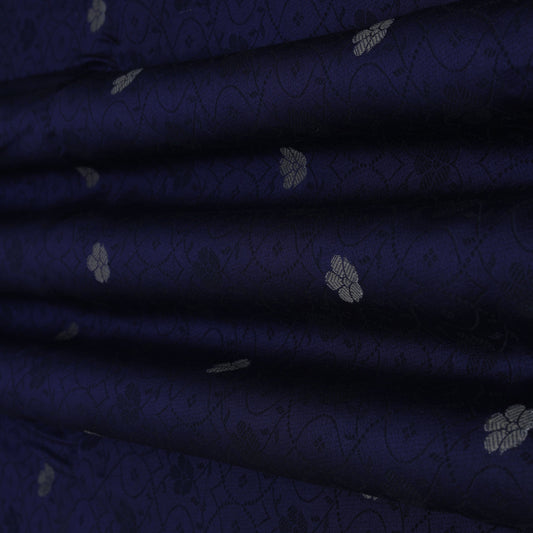 Navy Blue Color Brocade Fabric