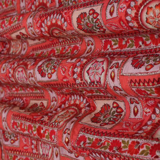 GAJRI Color Crepe Position Print Embroidery Fabric